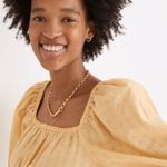 Madewell Smocked-Waist Crop Top in Autumn Gold, Size Small Photo 1