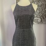 EXPRESS Silver Sparkle High Neck Sleeveless Dress Photo 3