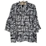 Ali Miles Tunic‎ Top L Artsy Oversized Lagenlook Cowl Neck Black White Blouse Size L Photo 7
