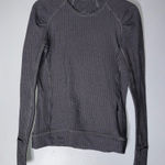 Lululemon  Think Fast Long Sleeve Shirt Size 6‎ Heathered Herringbone BLACK/SLATE Photo 0