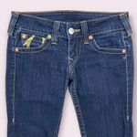 True Religion Y2K Dark Navy Blue Low Rise Julie Gold Logo Horseshoe Skinny Jeans Photo 2