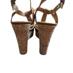 Marc Fisher Shoes Womens Size 9.5M Brown Leather Cork Wedge Sandal Strappy Heel Photo 6