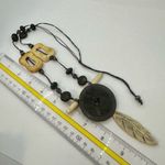 Bone beaded chinese coin pendant vintage estate necklace Photo 7