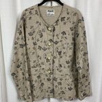 Flax Beige&Black Floral Linen&Cotton Blazer Jacket Sz.M Photo 0