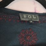 POL BLACK FAUX SUEDE OPEN FRONT BOXY LARGE SLEEVE EMBROIDERED CARDIGAN BOHO M Photo 8