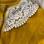 Anthropologie  Maeve Mustard Lace Crochet Collar Cardigan Sweater Photo 3