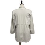 Habitat  Putty Grey Off White One Button Asymmetrical V Neck Slub Inserts Jacket Photo 5