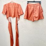 Krewe Du Q Wrap Tie Top & Pleated High Rise Shorts Floral Set Orange Women's XS Photo 1