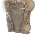Alberto Makali  Cream Knit  Vest with Faux Fur Photo 0