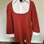 Chic Rust Red Sweater with White Collar Size XL Photo 0