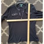 Lauren Ralph Lauren Shirt Women’s LRL Top L 3/4 Roll Tab Sleeve Sz L Black READ Size L Photo 7