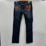 Pepe Jeans  Dark Wash‎ Rose Rhinestone Embellished Pockets Bootcut Jeans Size 31 Photo 4