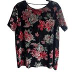 Mts Size S Black Short Sleeve Velvet Burn Out Blouse Top Dark Floral Whimsigoth Photo 0