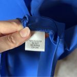 Candie's  Solid Royal Blue Long Sleeve Blouse V Neck 3/4 Sleeve Top Photo 3