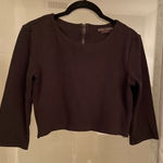 Alice + Olivia Black crop top, long sleeve, leather destails, zippers Photo 0