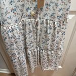 Blu Pepper  Floral‎ Tiered Button Front Dress Lace Trim Cream Blue Coral Size S Photo 4