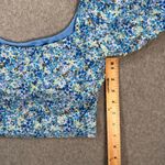 Splendid Flora Longline Puff Sleeve Bra Swim Top Size Large Blue Floral Beachy Photo 5