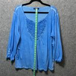 Bandolino Blue Embellished V Neck 3/4 Sleeve Knit Top Size L Blouse Shirt Photo 4