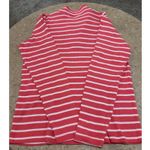 LLBean Striped Quarter Zip Pullover Sweatshirt Coral White Cotton Women's Med Pink Photo 1