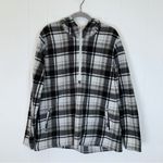 O'Neill Black & White Plaid Half Zip Fleece Hoodie L Photo 1