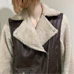 BDG Vegan Faux Leather Chocolate Sherpa Lined Soft Fuzzy Sleeves Moto Jacket Photo 4