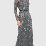 Mac Duggal  5124 Womens Dark Gray Beaded Long Sleeve Evening Gown Photo 0