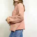 Free People Cuddle Up Peachy Pink Oversized Chunky Knit Mockneck Sweater Photo 4