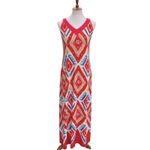 Chico's  Medium Maxi Dress Boho Southwest Ikat long Dress Resortwear Vacation Photo 2