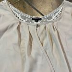 Cream/Tan Crossbody Wrap Blouse with Lace Back Small Tan Photo 4