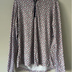 SanSoleil UPF 50+ 1/4 Zip Top with a Pink and Navy Racket Print Size Large Golf Photo 0