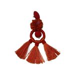 Red Beaded Women Boho Style Tassel Statement Earrings Photo 1