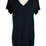 Cloth & Stone  Small Mini T-Shirt Dress Stretch Cap Sleeve V-Neck Hi-Low Black Photo 0