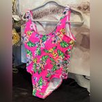 No Boundaries  Juniors' Pink Flower One-Piece Swimsuit Size L Photo 1