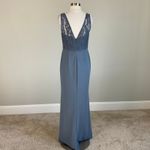 Adrianna Papell Lace and Crepe Sleeveless A-Line Evening Gown Blue Size 10 Dress Photo 4