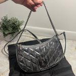 Karl Lagerfeld NWOT Lafayette Shoulder Bag Sequns 100% Goat Leather Grey Photo 3