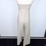 Urban Outfitters Khaki Light Tan Strapless Linen Wide Leg Jumpsuit Romper XS Photo 8