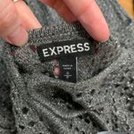 EXPRESS Metallic Knit Top Womens Small Gray Sparkle Shimmer Sweater 3/4 Sleeve Photo 3