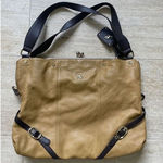 Emma Fox ‎ Designer Leather Purse Bag- Tan Brown Gold Hardware & Snap 19x15 Photo 0