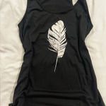 Black Feather Print Women's Tank Top Photo 0