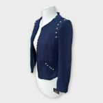 ZARA X Trafuluc Navy Blue Studded Tweed Cropped Blazer Women's Size Large NWT Photo 8