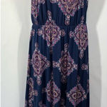 French Grey Women's Sleeveless Keyhole Maxi Halter Dress Blue Size Medium Photo 0