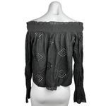 ZARA  TRF Collection Black Off The Shoulder Smocked Eyelet Blouse Top Size M Photo 1