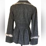 Cynthia Steffe wool tweed Peplum coat rabbit fur trim size 4 Photo 1