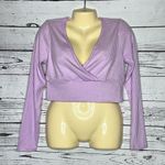 Wild Fable  NWT Size L Lavender Purple Surplice V-Neckline Ribbed Crop Top Blouse Photo 0