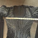 Women’s Black Sheer BodyCon Jumpsuit Silver Accents Bat Wing Sleeves **Size S Photo 13
