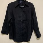 CHAPS  woman black 100% linen button up shirt 3/4 sleeve Photo 0