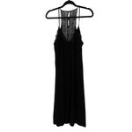 Chelsea28  Womens Black Satin Lace Back Spaghetti Strap Slinky Maxi Dress Medium Photo 6