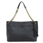 Tory Burch  Leather MacGlow Tassel Chain Tote Bag - Black Photo 0