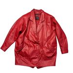 wilson's leather *Vintage 80's  Coat Womens L Red Oversized Bomber New Wave Punk Photo 2