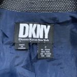 DKNY Y2K Longline Navy Textured Blazer Wool Career Office Minimalist Jacket Photo 9